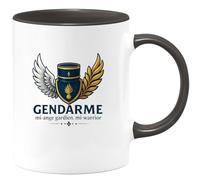 quotedazur - Mug Gendarme : mi-ange gardien, mi-warrior - Tasse Cadeau Gendarme Homme - Noir/Céramique
