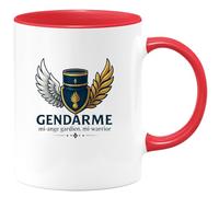 quotedazur - Mug Gendarme : mi-ange gardien, mi-warrior - Tasse Cadeau Gendarme Homme - Rouge/Céramique