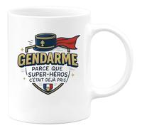 quotedazur - Mug Gendarme : parce que super-héros c'était déjà pris - Tasse Cadeau Gendarme Homme - Blanc/Céramique