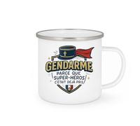 quotedazur - Mug Gendarme : parce que super-héros c'était déjà pris - Tasse Cadeau Gendarme Homme - Blanc/Emaillé