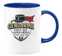 quotedazur - Mug Gendarme : parce que super-héros c'était déjà pris - Tasse Cadeau Gendarme Homme - Bleu/Céramique