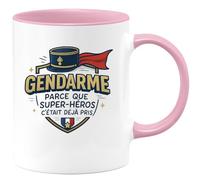 quotedazur - Mug Gendarme : parce que super-héros c'était déjà pris - Tasse Cadeau Gendarme Homme - Rose/Céramique