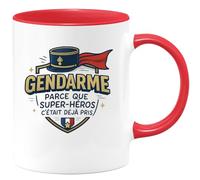 quotedazur - Mug Gendarme : parce que super-héros c'était déjà pris - Tasse Cadeau Gendarme Homme - Rouge/Céramique