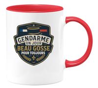 quotedazur - Mug Gendarme un jour, beau gosse pour toujours - Tasse Cadeau Gendarme Homme - Rouge/Céramique