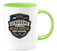 quotedazur - Mug Gendarme un jour, beau gosse pour toujours - Tasse Cadeau Gendarme Homme - Vert/Céramique
