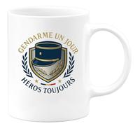 quotedazur - Mug Gendarme un jour, héros toujours - Tasse Cadeau Gendarme Homme - Blanc/Céramique