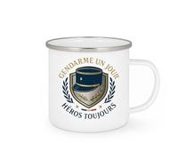 quotedazur - Mug Gendarme un jour, héros toujours - Tasse Cadeau Gendarme Homme - Blanc/Emaillé