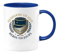 quotedazur - Mug Gendarme un jour, héros toujours - Tasse Cadeau Gendarme Homme - Bleu/Céramique