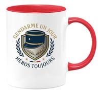 quotedazur - Mug Gendarme un jour, héros toujours - Tasse Cadeau Gendarme Homme - Rouge/Céramique
