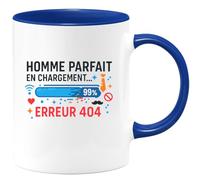 quotedazur - Mug homme parfait en chargement... erreur 404 - Tasse Cadeau Humour Homme - Bleu/Céramique