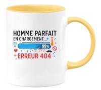 quotedazur - Mug homme parfait en chargement... erreur 404 - Tasse Cadeau Humour Homme - Jaune/Céramique