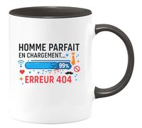 quotedazur - Mug homme parfait en chargement... erreur 404 - Tasse Cadeau Humour Homme - Noir/Céramique