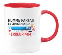 quotedazur - Mug homme parfait en chargement... erreur 404 - Tasse Cadeau Humour Homme - Rouge/Céramique