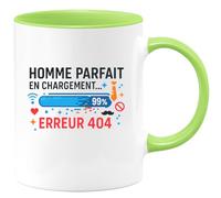 quotedazur - Mug homme parfait en chargement... erreur 404 - Tasse Cadeau Humour Homme - Vert/Céramique