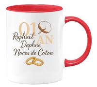 quotedazur - Mug Humour 01 An Raphaël Daphné Noces De Coton Cadeau Anniversaire Unique Tasse Joli Design Pour Mariage