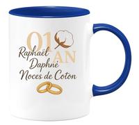 quotedazur - Mug Humour 01 An Raphaël Daphné Noces De Coton Cadeau Anniversaire Unique Tasse Joli Design Pour Mariage