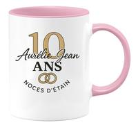 quotedazur - Mug Humour 10 Ans Noces D'étain Aurélie Jean Cadeau Élégant Tasse Anniversaire Pour Elle