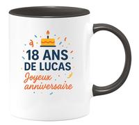 quotedazur - Mug Humour 18 Ans De Lucas - Joyeux Anniversaire - Cadeau Original Tasse Anniversaire 18 Ans Pour Homme