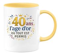 quotedazur - Mug Humour 40 ans : l'âge d'or où tout est permis - Cadeau 40 ans Homme