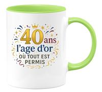 quotedazur - Mug Humour 40 ans : l'âge d'or où tout est permis - Cadeau 40 ans Homme