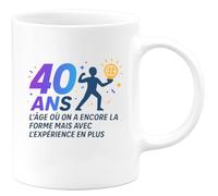 quotedazur - Mug Humour 40 ans : l'âge où on a encore la forme mais avec l'expérience en plus - Cadeau 40 ans Homme