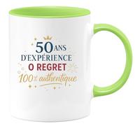 quotedazur - Mug Humour 50 ans d'expérience, 0 regret, 100% authentique - Cadeau 50 ans Femme