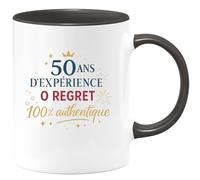 quotedazur - Mug Humour 50 ans d'expérience, 0 regret, 100% authentique - Cadeau 50 ans Femme
