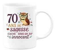 quotedazur - Mug Humour 70 ans de sagesse cachée sous un air innocent - Cadeau 70 ans Femme