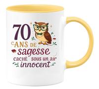 quotedazur - Mug Humour 70 ans de sagesse cachée sous un air innocent - Cadeau 70 ans Femme