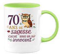 quotedazur - Mug Humour 70 ans de sagesse cachée sous un air innocent - Cadeau 70 ans Femme