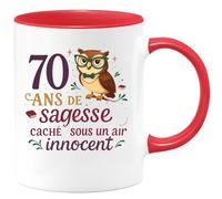 quotedazur - Mug Humour 70 ans de sagesse cachée sous un air innocent - Cadeau 70 ans Femme