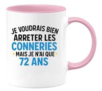 quotedazur - Mug Humour 72 Ans Et Toujours Prêt À Faire Des Bêtises Esprit Toute Épreuve Cadeau Original Pour Amateur D'humour, Tasse Vintage Anniversaire