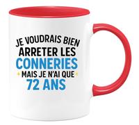 quotedazur - Mug Humour 72 Ans Et Toujours Prêt À Faire Des Bêtises Esprit Toute Épreuve Cadeau Original Pour Amateur D'humour, Tasse Vintage Anniversaire