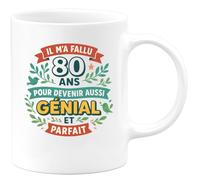 quotedazur - Mug Humour 80 Ans Pour Devenir Aussi Génial Et Presque Parfait Idée Cadeau Originale Tasse Anniversaire Unique