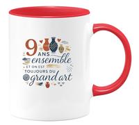 quotedazur - Mug Humour 9 ans ensemble et on est toujours du grand art - Cadeau Noces de Faïence Femme