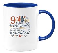 quotedazur - Mug Humour 9 ans ensemble et on est toujours du grand art - Cadeau Noces de Faïence Femme