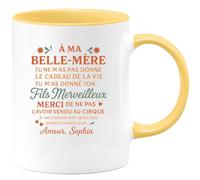 quotedazur - Mug Humour À Ma Belle-Mère, Merci Pour Ce Cadeau Précieux, Ton Fils Merveilleux. Amour, Sophia. Original Tasse Personnalisée Pleine D'amour
