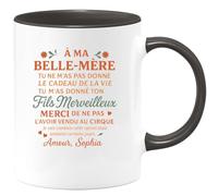 quotedazur - Mug Humour À Ma Belle-Mère, Merci Pour Ce Cadeau Précieux, Ton Fils Merveilleux. Amour, Sophia. Original Tasse Personnalisée Pleine D'amour