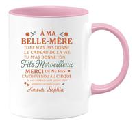 quotedazur - Mug Humour À Ma Belle-Mère, Merci Pour Ce Cadeau Précieux, Ton Fils Merveilleux. Amour, Sophia. Original Tasse Personnalisée Pleine D'amour