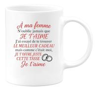 quotedazur - Mug Humour À Ma Femme, N'oublie Jamais Que Je T'aime. T'offre Ce Cadeau, Une Tasse Pleine D'amour. Original Et Personnalisée Pour Aimée