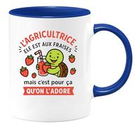 quotedazur - Mug Humour Agricultrice Aux Fraises Mais Adorée, Un Cadeau Plein D'humour Et D’amour Original Tasse Pour Passionnée Pleine