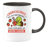 quotedazur - Mug Humour Agricultrice Aux Fraises Mais Adorée, Un Cadeau Plein D'humour Et D’amour Original Tasse Pour Passionnée Pleine