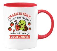 quotedazur - Mug Humour Agricultrice Aux Fraises Mais Adorée, Un Mug Cadeau Plein D'humour Et D’amour - Cadeau Original Tasse Pour Agricultrice Passionnée Et Pleine D'humour