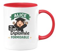 quotedazur - Mug Humour Alice, Diplômée Formidable, Un Succès À Célébrer - Cadeau Original Tasse Pour Diplômée Succès Et Fierté