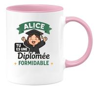 quotedazur - Mug Humour Alice, Diplômée Formidable, Un Succès À Célébrer Cadeau Original Tasse Pour Et Fierté
