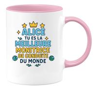 quotedazur - Mug Humour Alice, Meilleure Monitrice De Conduite Du Monde, Cadeau Unique Parfait Tasse Originale Pour
