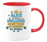 quotedazur - Mug Humour Alice, Meilleure Monitrice De Conduite Du Monde, Cadeau Unique Parfait Tasse Originale Pour