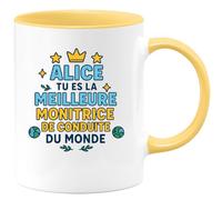 quotedazur - Mug Humour Alice, Meilleure Monitrice De Conduite Du Monde, Cadeau Unique Parfait Tasse Originale Pour
