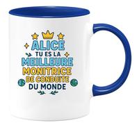 quotedazur - Mug Humour Alice, Meilleure Monitrice De Conduite Du Monde, Cadeau Unique Parfait Tasse Originale Pour