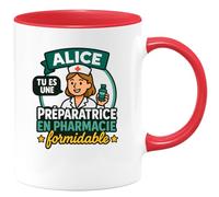 quotedazur - Mug Humour Alice, Préparatrice En Pharmacie Formidable, Un Hommage Sincère - Idée Cadeau Original Tasse Spéciale Préparatrice Pharmacie